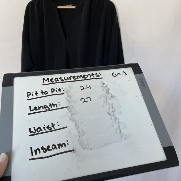 Madewell Womens Black Long Sleeve V-Neck Blouse Medium Polyester & Modal Blend - Picture 5 of 6